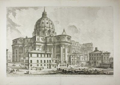 Widok z zewnątrz Bazyliki Świętego Piotra w Watykanie, z Widoki Rzymu autorstwa Giovanni Battista Piranesi