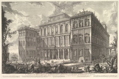 Widok pałacu znamienitego rodu Barberini na Kwirynale, plan..., ca. 1750-1759. autorstwa Giovanni Battista Piranesi