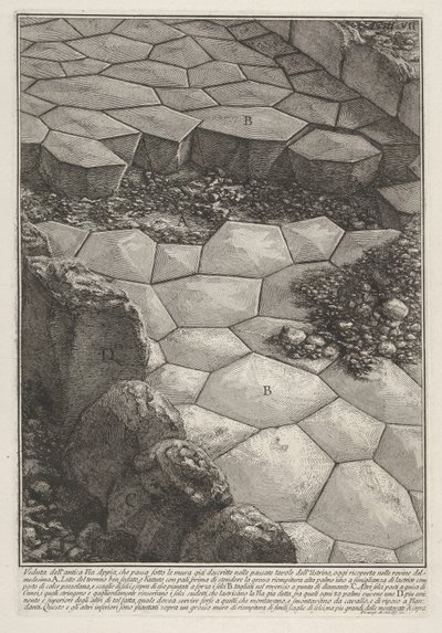 Widok kamiennego bruku Via Appia (Veduta dell