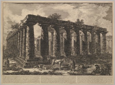 Widok ukazujący pozostałości dużego ogrodzenia kolumn…, z Différentes vues de…, ca. 1748. autorstwa Giovanni Battista Piranesi