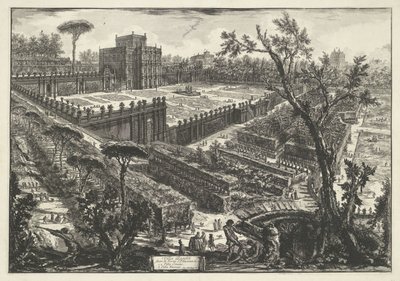 Villa Doria Pamphili w Rzymie Villa Panfili poza Porta S. Pancrazio (tytuł obiektu) Gezichten op Rome (tytuł serii) Widoki Rzymu zaprojektowane i wyryte przez architekta Giambattistę Piranesiego Ve (nez) iano (tytuł serii) autorstwa Giovanni Battista Piranesi