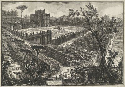Villa Doria Pamphili w Rzymie Villa Panfili poza Porta S. Pancrazio (tytuł obiektu) Gezichten op Rome (tytuł serii) Widoki Rzymu zaprojektowane i wyryte przez architekta Giambattistę Piranesiego Ve (nez) iano (tytuł serii) autorstwa Giovanni Battista Piranesi