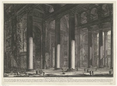 Voorportaal van het Pantheon te Rome Widok wnętrza Pronaosa Panteonu (tytuł na obiekcie) Gezichten op Rome (tytuł serii) Widoki Rzymu zaprojektowane i wyryte przez architekta Giambattistę Piranesiego Ve (nez) iano (tytuł serii) autorstwa Giovanni Battista Piranesi