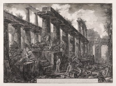 Widok na pozostałości Cella świątyni Neptuna, z różnych widoków autorstwa Giovanni Battista Piranesi