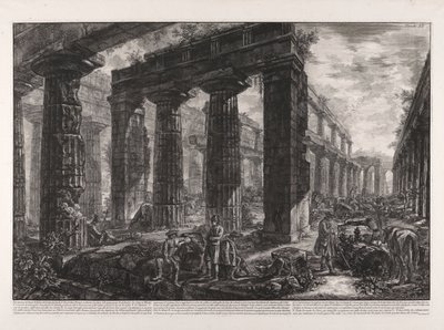 Widok wnętrza świątyni Neptuna opisanej na il. X autorstwa Giovanni Battista Piranesi