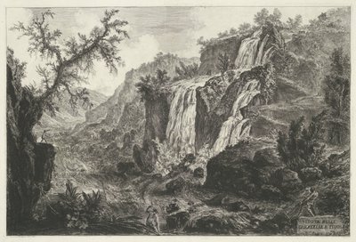 Watervallen w Tivoli Widok Cascatelle w Tivoli (tytuł na obiekcie) Gezichten op Rome (tytuł serii) Widoki Rzymu zaprojektowane i wyryte przez architekta Giambattistę Piranesiego Ve (nez) iano (tytuł serii) autorstwa Giovanni Battista Piranesi