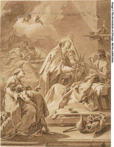 Święty Gilbert odwiedza chorych autorstwa Giovanni Battista Pittoni the Younger