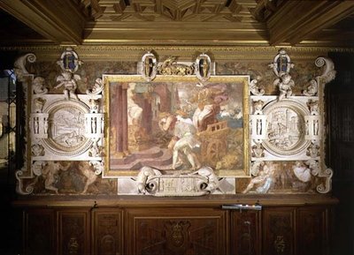 Kleobis i Biton, detal schematu dekoracyjnego w Galerii Franciszka I autorstwa Giovanni Battista Rosso Fiorentino