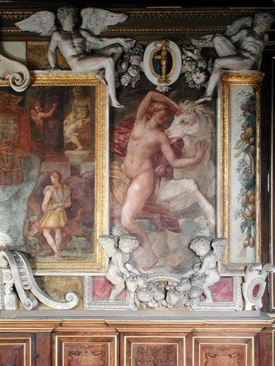 Figura kobieca z koniem, z Galerii Franciszka I, 1530-40 autorstwa Giovanni Battista Rosso Fiorentino