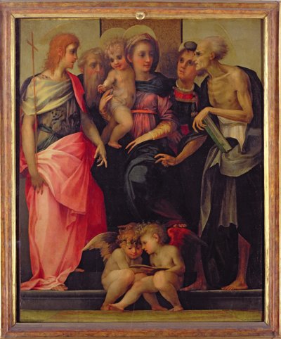 Madonna z Dzieciątkiem ze świętymi, ok. 1518 (szczegóły patrz 75783) autorstwa Giovanni Battista Rosso Fiorentino