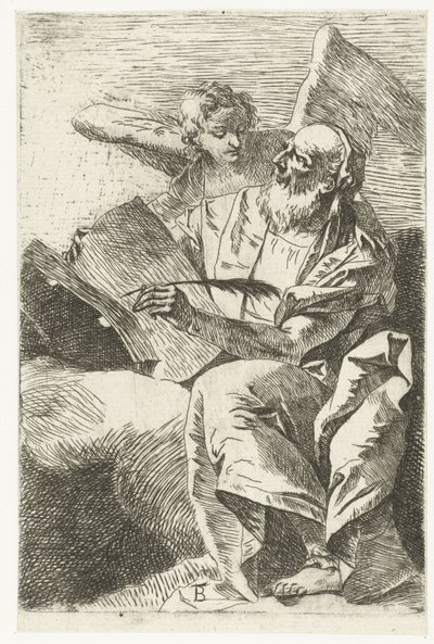 Ewangelista Mateusz z aniołem Czterech Ewangelistów (tytuł serii) autorstwa Giovanni Battista Tiepolo (attributed to)