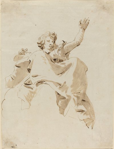 Eine Frau, die auf einer Wolke sitzt, von unten gesehen von Giovanni Battista Tiepolo