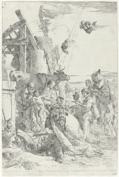 Adoracja Dzieciątka Jezus przez Trzech Króli Scherzi di fantasia (tytuł serii) autorstwa Giovanni-Battista Tiepolo