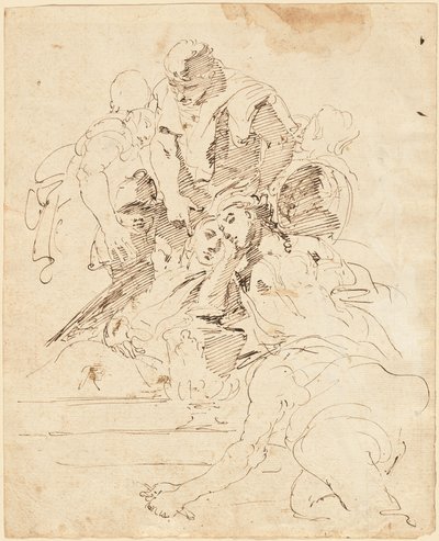 Klasyczne postacie zgromadzone wokół urny autorstwa Giovanni Battista Tiepolo