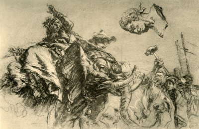 Wschodnia kobieta na słoniu. Popiersie cesarza rzymskiego, 1752-1753, 1928 autorstwa Giovanni Battista Tiepolo