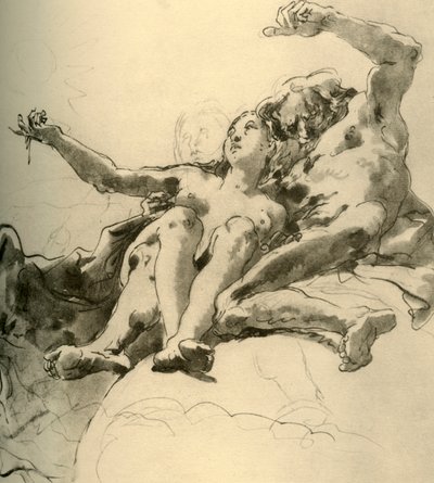 Starszy mężczyzna obok młodej kobiety, która wskazuje na Słońce, połowa XVIII wieku, 1928 autorstwa Giovanni Battista Tiepolo