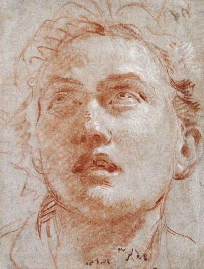 Głowa mężczyzny patrzącego w górę, autorstwa Giovanni Battista Tiepolo
