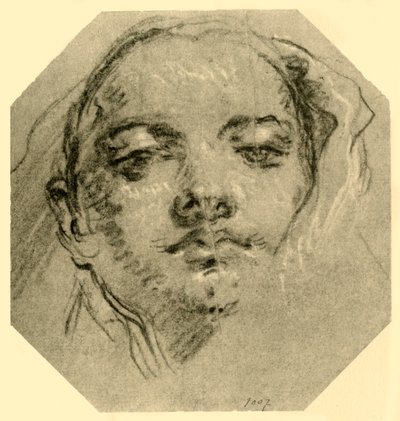 Głowa kobiety, c1739-c1744, 1928 autorstwa Giovanni Battista Tiepolo