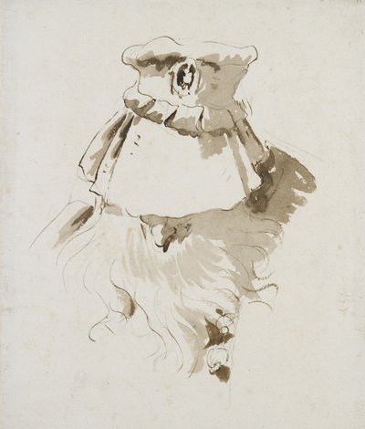 Głowa brodatego mężczyzny (pióro, brązowy tusz, brązowy wash, czarna kreda na białym papierze) autorstwa Giovanni Battista Tiepolo