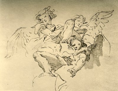 Unoszące się anioły, połowa XVIII wieku, 1928 autorstwa Giovanni Battista Tiepolo