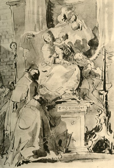 Madonna na tronie i dwóch biskupów, połowa XVIII wieku, 1928 autorstwa Giovanni Battista Tiepolo