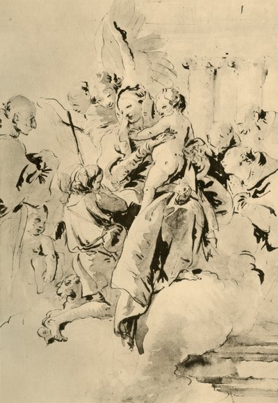 Madonna ze świętymi i aniołami, połowa XVIII wieku, 1928 autorstwa Giovanni Battista Tiepolo