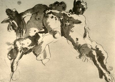 Faun męski i żeński z amforą, połowa XVIII wieku, 1928 autorstwa Giovanni Battista Tiepolo