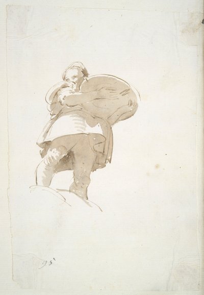 Męska postać niosąca tacę, widziana od dołu autorstwa Giovanni Battista Tiepolo