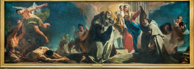 Matka Boża Karmel wśród świętych Szymon Stock, Teresa z Avila, Albert z Vercelli, Prorok Eliasz i dusze czyśćcowe, 1745 autorstwa Giovanni Battista Tiepolo