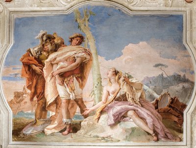 Rinaldo porzuca Armida, z Pokoju jerozolimskiego dostarczony w Palazzina, 1757 autorstwa Giovanni Battista Tiepolo