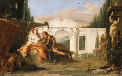 Rinaldo i Armida w zaczarowanym ogrodzie Arminy, podsłuchiwani przez Carla i Ubalda autorstwa Giovanni Battista Tiepolo
