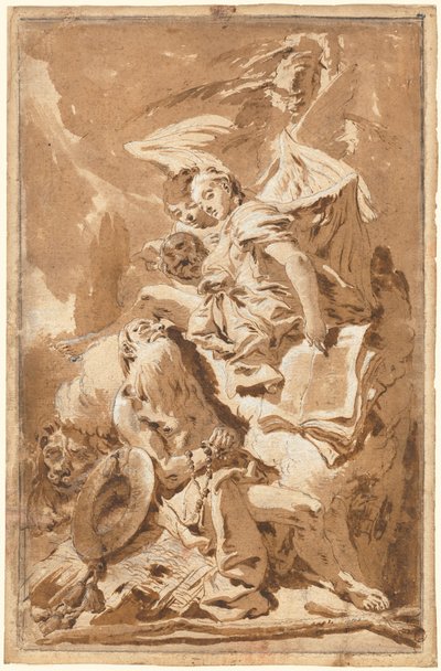 Święty Hieronim na pustyni słuchając aniołów autorstwa Giovanni Battista Tiepolo