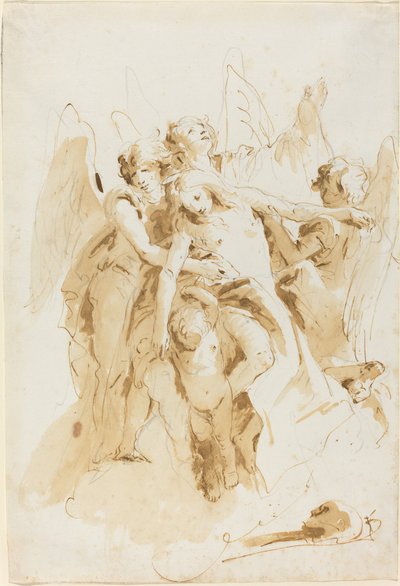 Święta Maria Magdalena podnoszona przez anioły autorstwa Giovanni Battista Tiepolo