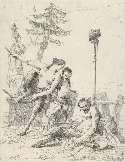 Rodzina Satyrów Pan i jego Rodzina, ze Scherzi, ca. 1743-50. autorstwa Giovanni Battista Tiepolo