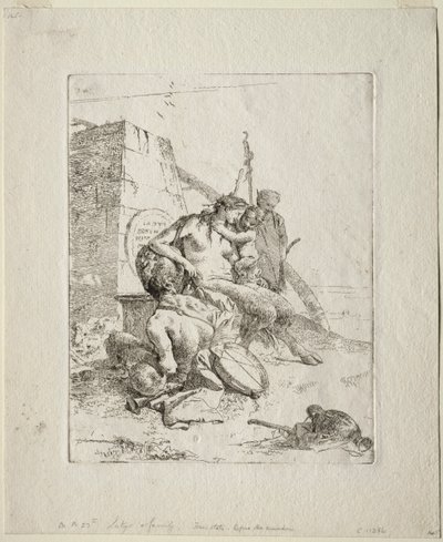 Scherzi: Rodzina Satyrów z obeliskiem. autorstwa Giovanni Battista Tiepolo