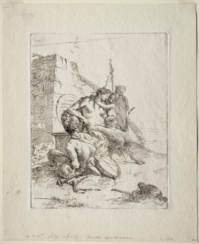 Scherzi di Fantasia: Rodzina Satyrów z obeliskiem autorstwa Giovanni Battista Tiepolo