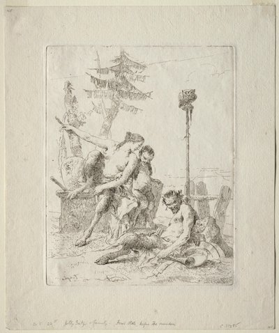 Scherzi di Fantasia: Szczęśliwy satyr i jego rodzina autorstwa Giovanni Battista Tiepolo