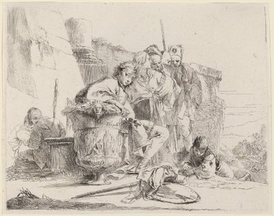 Siedząca młodzież oparta o urnę autorstwa Giovanni Battista Tiepolo