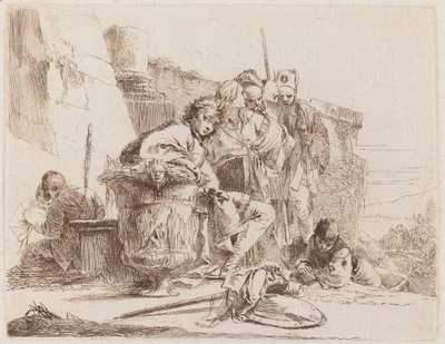 Siedząca młodzież oparta o urnę autorstwa Giovanni Battista Tiepolo