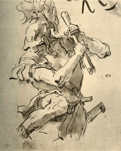 Żołnierz podnoszący rękę do uderzenia, połowa XVIII w., 1928 r. autorstwa Giovanni Battista Tiepolo