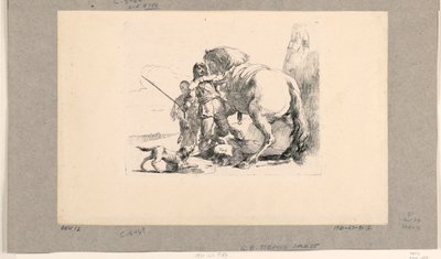 Żołnierz z koniem i stajennym, z Vari Capricci autorstwa Giovanni Battista Tiepolo