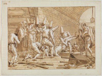 Pogrzeb Punchinello, ok. 1800 autorstwa Giovanni Battista Tiepolo