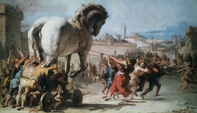 Procesja konia trojańskiego do Troi, ok. 1760 autorstwa Giovanni Battista Tiepolo