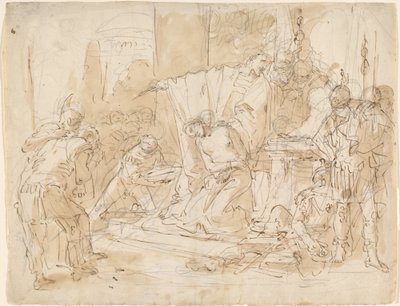 Ofiara Ifigenii (recto) / Studium aktu męskiego (verso) autorstwa Giovanni Battista Tiepolo