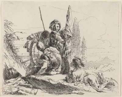 Trzech żołnierzy i młodzieniec autorstwa Giovanni Battista Tiepolo