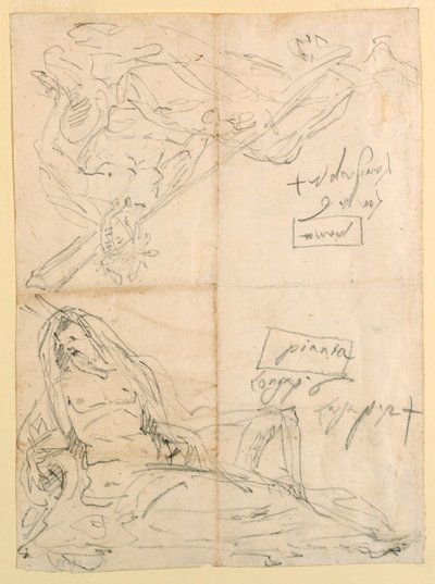 Dwa szkice rzecznych bogów autorstwa Giovanni Battista Tiepolo