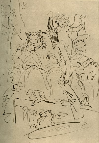 Dwie kobiety, Eros i żołnierz, połowa XVIII wieku, 1928 autorstwa Giovanni Battista Tiepolo