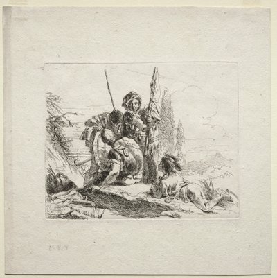 Różne kaprysy: Trzej żołnierze i chłopiec, 1785. autorstwa Giovanni Battista Tiepolo
