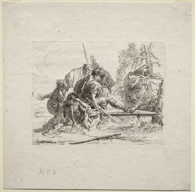 Różne kaprysy: dwaj żołnierze i dwie kobiety autorstwa Giovanni Battista Tiepolo