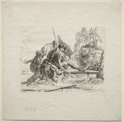 Różne kaprysy: dwaj żołnierze i dwie kobiety, 1785. autorstwa Giovanni Battista Tiepolo